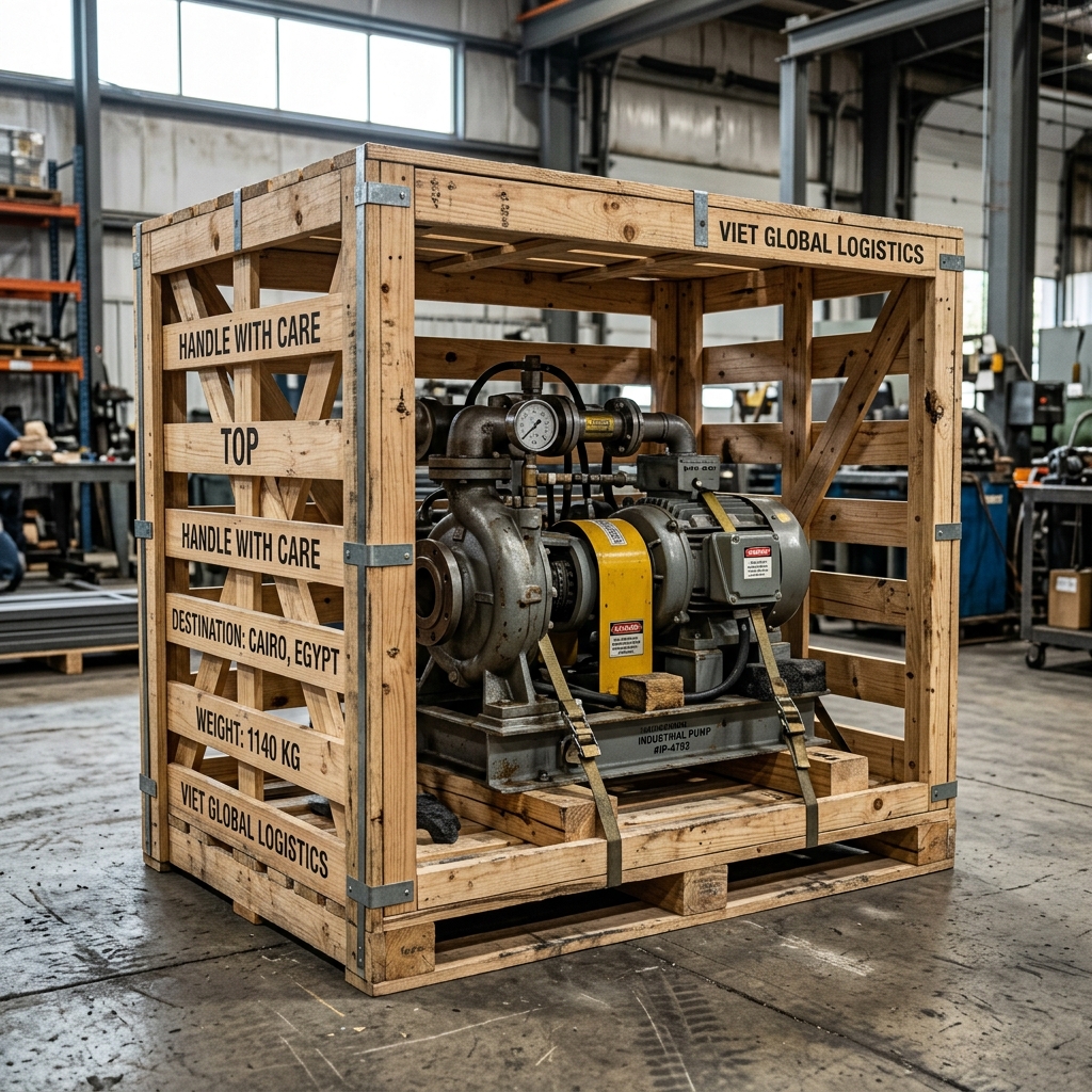 Kiện gỗ thưa (Crate) đóng hàng siêu trường siêu trọng